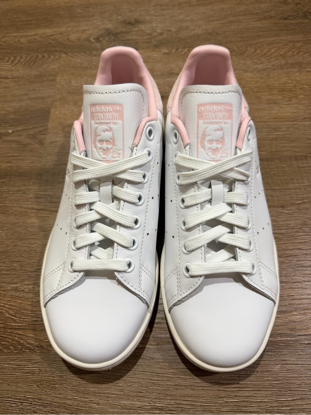 adidas Stan Smith White Leather Sneakers with Pink Accents - Women's 6.5 - Picture 2 of 9